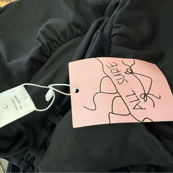 Black Swimsuit‎ Lace Up Open Back Size Large NWT - Picture 5 of 5